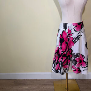 SPANNER Women’s NWT White Pink Floral A-Line Skirt Size 10